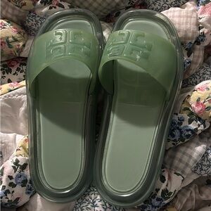 Stylish Green Slide Sandals